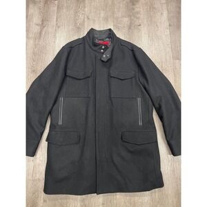 Alfani‎ Slim Fit Black Wool Blend Military Style Button Front Jacket Men's XL